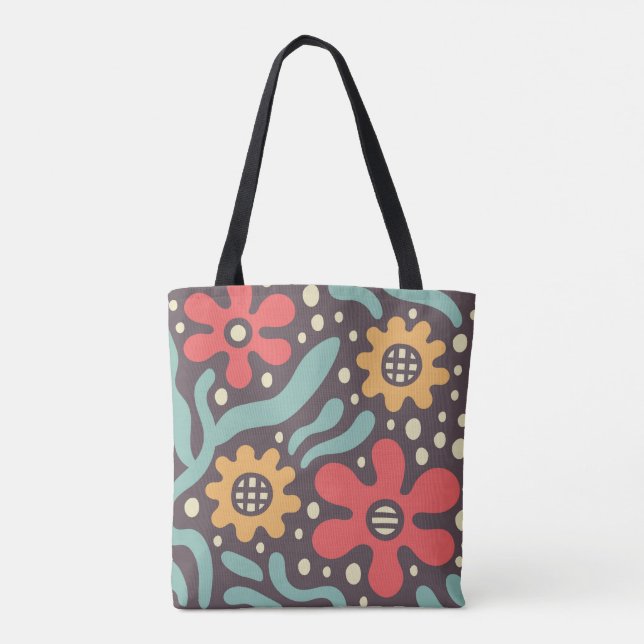 Tote Bolsa Floral Retro Groovy (Verso)