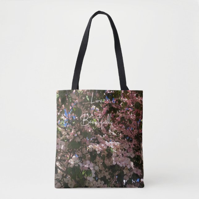 Tote Bolsa Floral Rosa Durável Personalizável/ (Frente)
