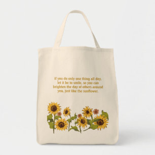 Tote Bolsa - Girassóis - Sorriso de aspas com texto ed