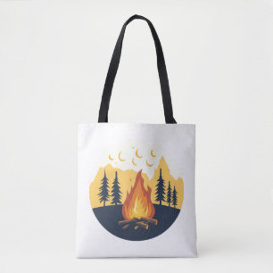 Tote Bolsa gráfica de acampamento de verão retrô