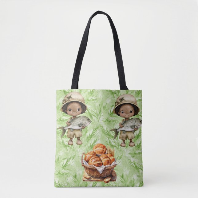 Tote Bolsa Grande Amazing Loaves and Fishes para Ombro (Frente)
