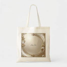 Tote Bolsa Grande com Pérolas e Moldura Dourada Ornamen