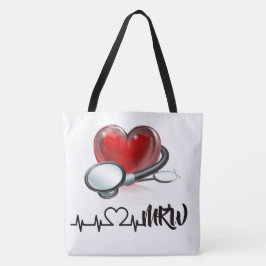 Tote Bolsa grande coração e estetoscópio