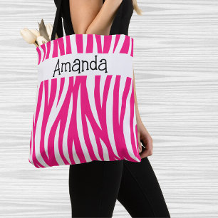 Tote Bolsa Grande de Estampa Animal Ondulada Rosa Quent