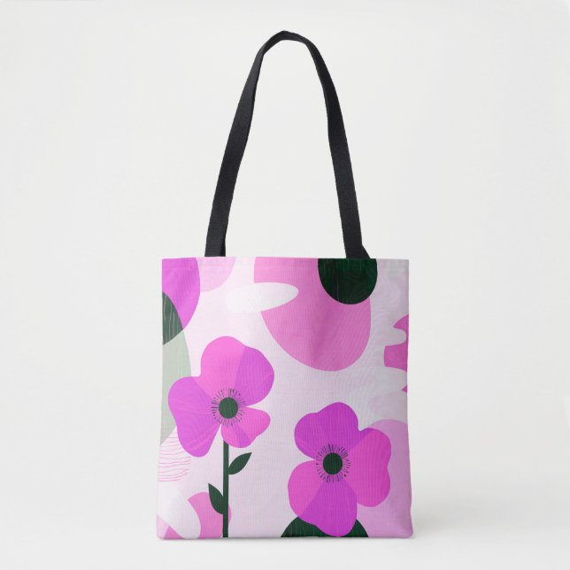 Tote Bolsa Grande de Flores Rosa Moderno (Frente)