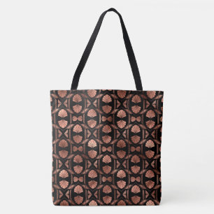 Tote Bolsa Grande de Ombro Art Déco em Preto e Dourado