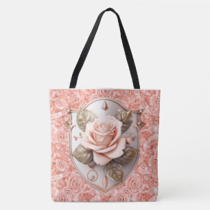 Tote Bolsa Grande de Rosas Cor-de-Rosa do Escudo de Fé