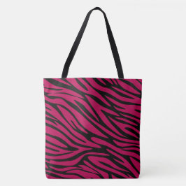 Tote Bolsa Grande Estampa de Zebra Preta e Vermelha Chi