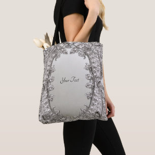 Tote Bolsa Grande Moderna Ornada Prata