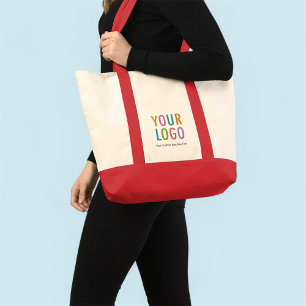 Tote Bolsa Grande Vermelha com Logo da Empresa em Lona