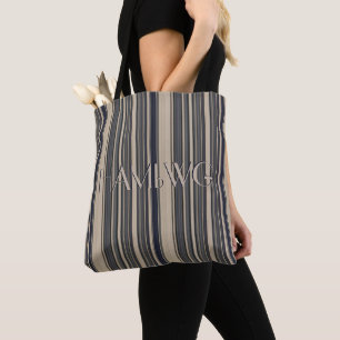 Tote Bolsa HAMbyWG - Navy e Listras Bege