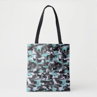 Tote Bolsa Impresso de Cão Teal e Cão Osso
