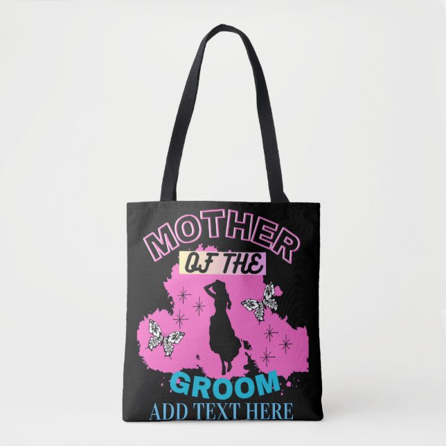 Tote Bolsa Mãe do Noivo Rosa Azul e Preto (Frente)