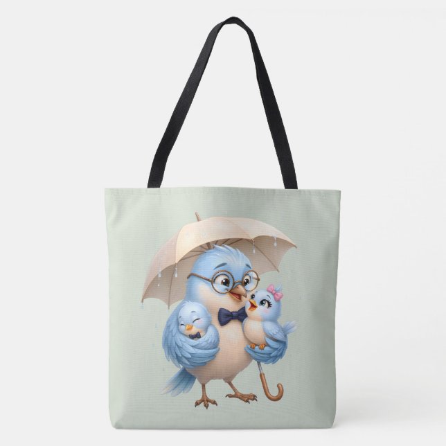 Tote Bolsa Mãe e Filhote de Pássaro (Frente)