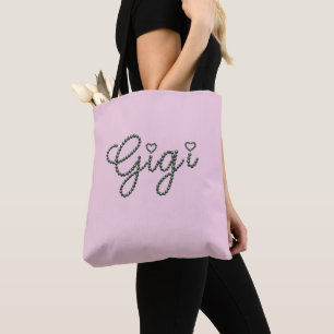 Tote Bolsa Mãe Gigi Pearl Script Glam Grandmother