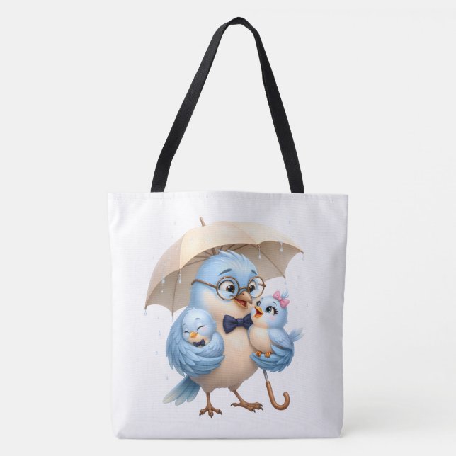 Tote Bolsa Mãe/Pai Pássaro Presente de Amor Familiar (Frente)