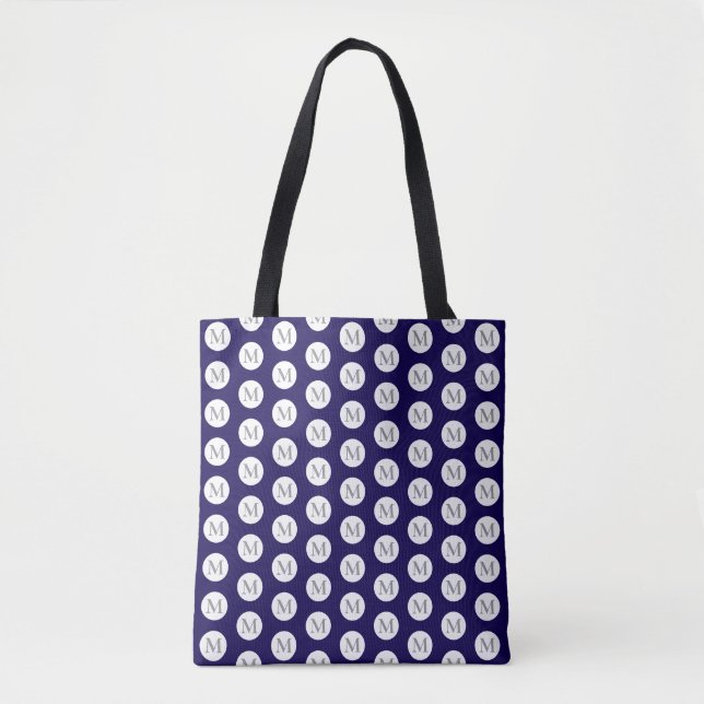 Tote Bolsa marinho Bolinhas azul (Frente)