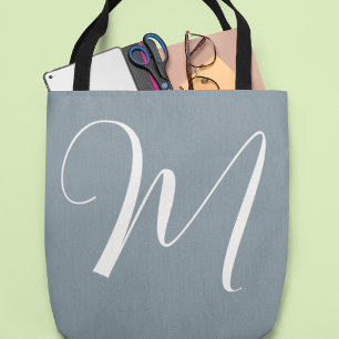 Tote Bolsa Média Dusty Blue Com Seu Nome