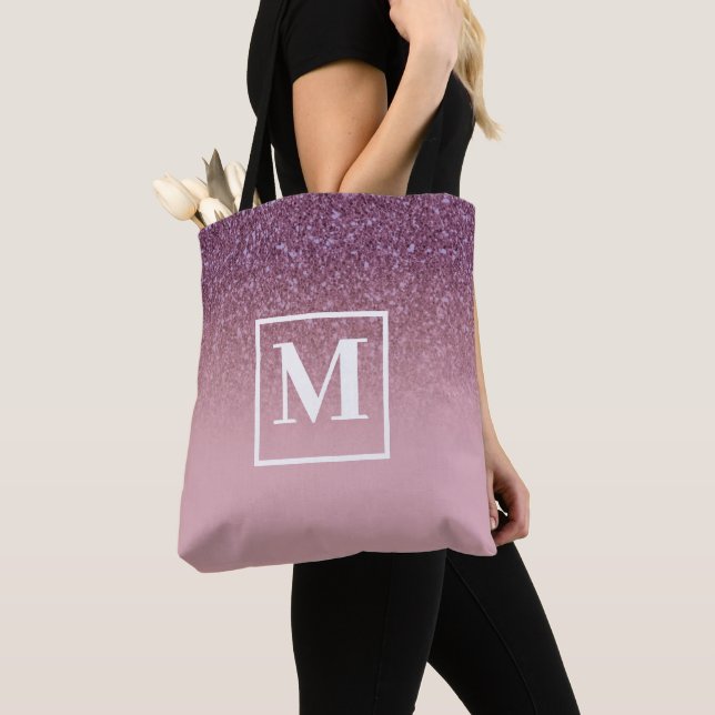 Tote Bolsa Monograma com Brilho em Rose Gold (Close Up)