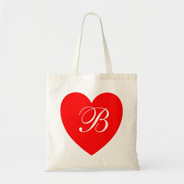 Tote Bolsa Monograma Coração Vermelho (Frente)