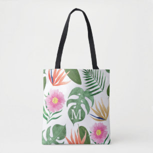 Tote Bolsa Monograma Floral Tropical de Presente
