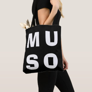 Tote Bolsa Muso Música Amante Monocromático Preto Branc