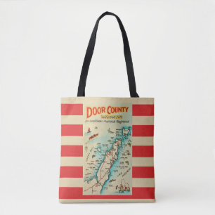 Tote Bolsa Ombro Mapa Antigo do Condado de Door