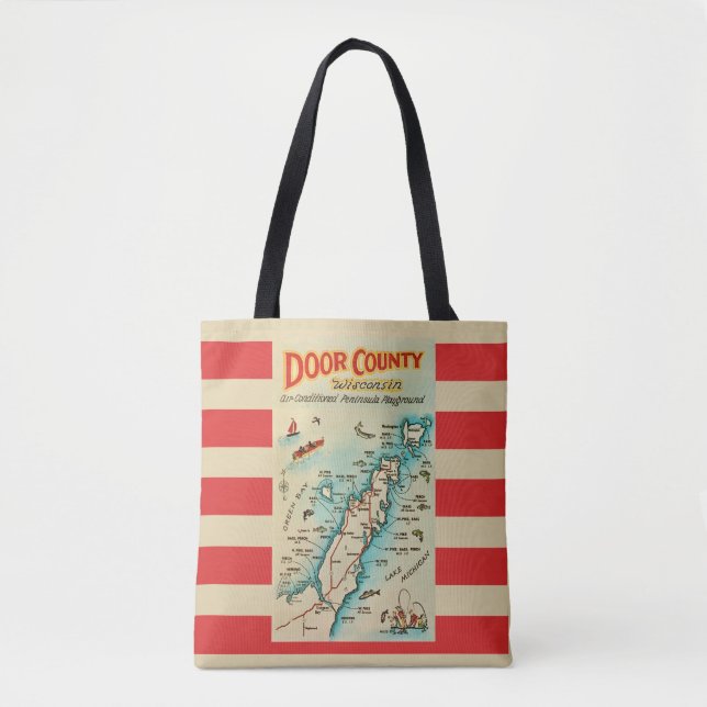 Tote Bolsa Ombro Mapa Antigo do Condado de Door (Frente)