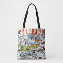 Tote Bolsa Ombro Mapa Ilustrado do Colorado