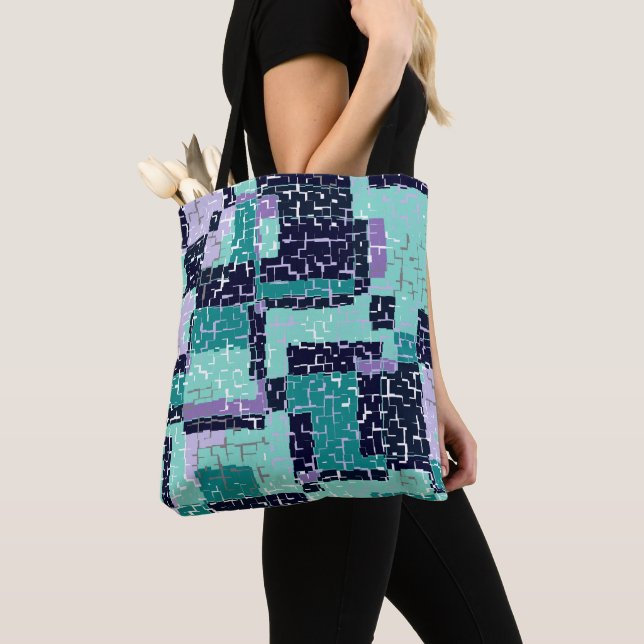 Tote Bolsa ou Saco Cruzado Com Verde e Roxo (Close Up)