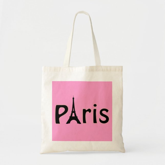 Tote Bolsa Paris, França - Torre Eiffel Rosa (Frente)