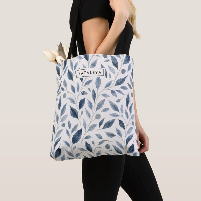 Tote Bolsa Personalizada Blue Leaf (Close Up)