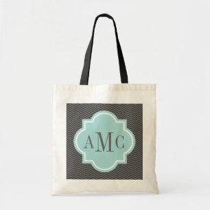 Tote Bolsa personalizada com monograma de 3 letras cinz