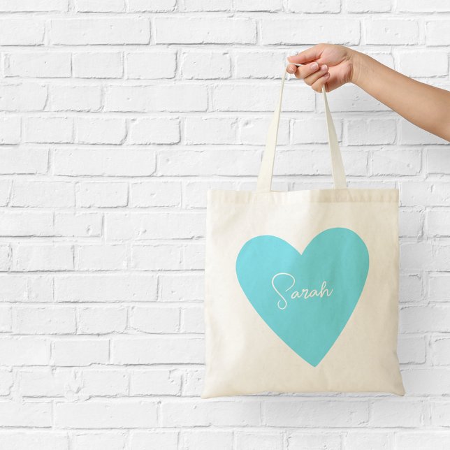 Tote Bolsa Personalizada Coração Azul (Criador carregado)