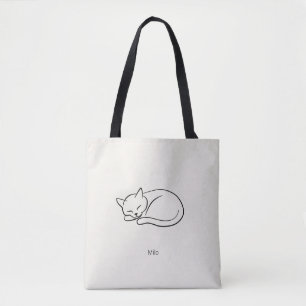 Tote Bolsa Personalizada de Gato Adormecido Minimalista