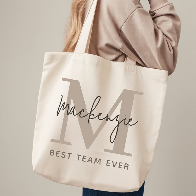 Tote Bolsa Personalizada de Luxo Presente para Colega d (Custom Wedding Tote Bag Neutral Classy Bridal Gift, Luxury Monogram Tote Bag Gift for Coworkers)