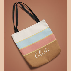 Tote Bolsa Personalizada Elegante com Listras de Verão