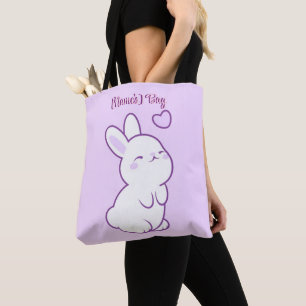 Tote Bolsa Personalizada Fofa Kawaii Pastel Roxo Coelho