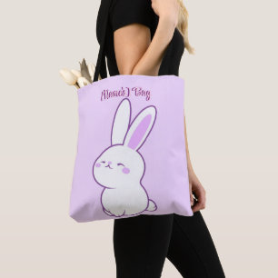 Tote Bolsa Personalizada Fofa Kawaii Roxo Pastel Coelho
