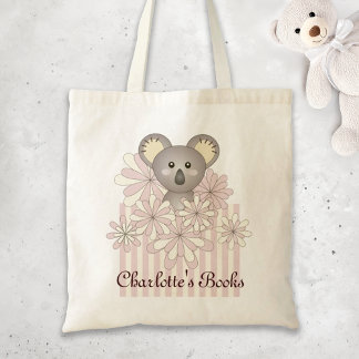 Tote Bolsa Personalizada Nome Rosa Pastel Urso Koala Fo
