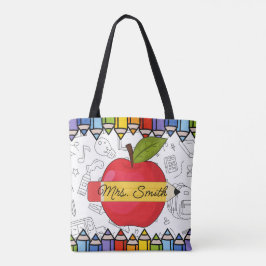 Tote Bolsa Personalizada para Professores Maçã Coração