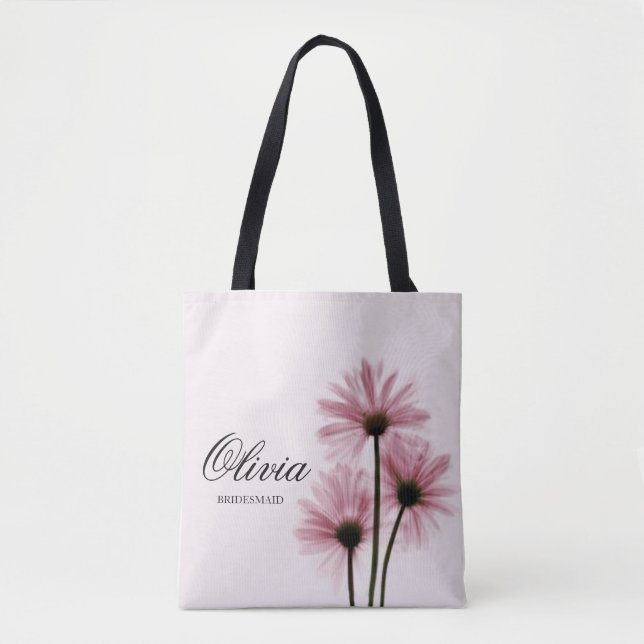 Tote Bolsa Personalizada Rosa Floral para Damas de Honr (Frente)