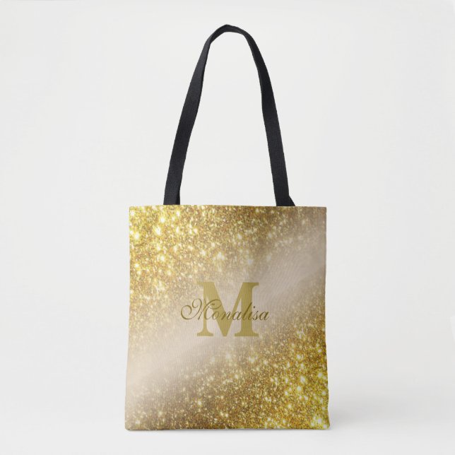 Tote Bolsa personalizado com brilho de ouro (Frente)
