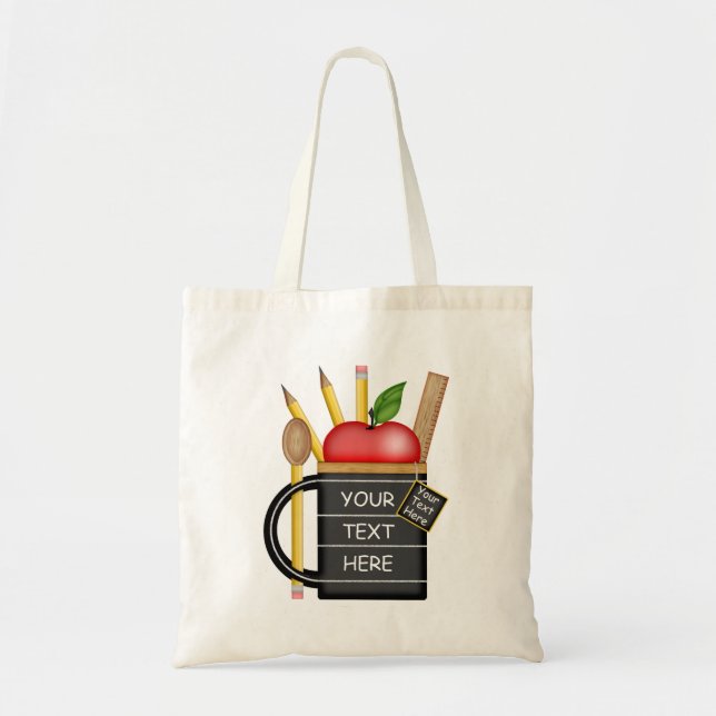 Tote Bolsa personalizado do professor Apple Teacup Mug (Frente)