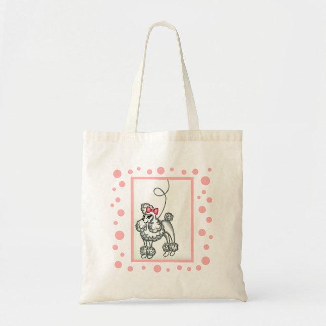Tote Bolsa Poodle Rosa dos Anos 50 (Frente)