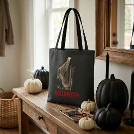 Tote Bolsa preta assombrada de Halloween com fantasma