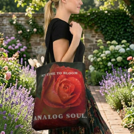 Tote Bolsa Preta Grande Rosa Vermelho Escuro Macro Anál