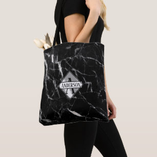 Tote Bolsa Preto Macrograma Marble - Todas as Ocasiões