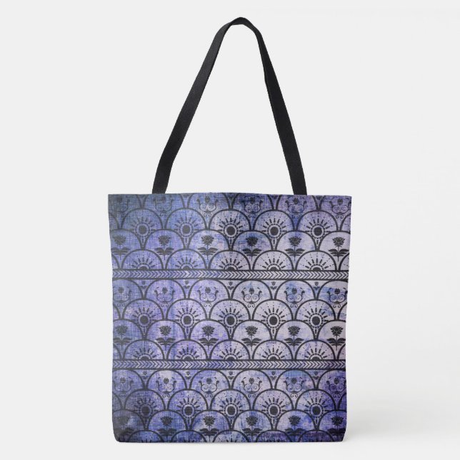 Tote Bolsa Purple Grunge Boêmia Estilo, Estampada (Frente)