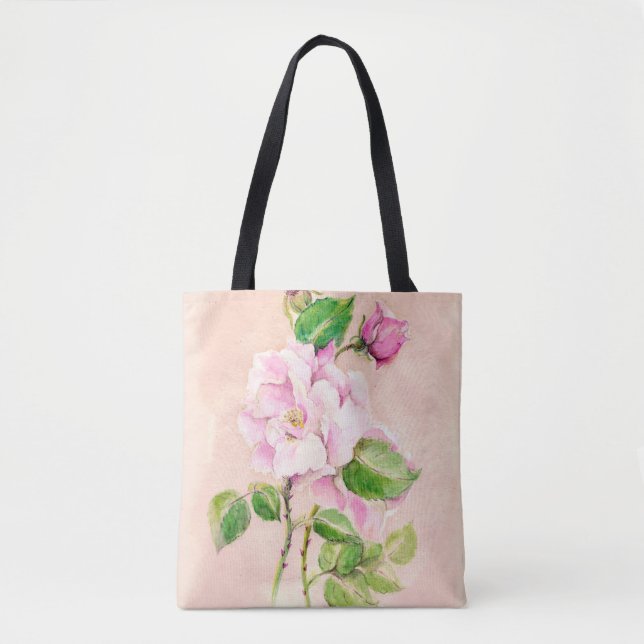 Tote Bolsa Rosa de Aquarela (Frente)